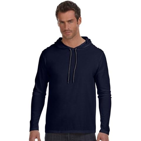 Anvil Lightweight Long Sleeve Hooded T-Shirt. 987 XX-Large Navy/Dark Grey Cover