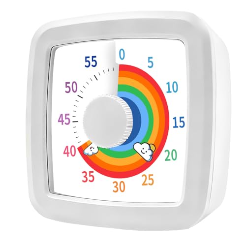 MEPHILIMIA Visueller Timer Kinder, 60 Minuten Countdown Timer Weiß, Schreibtisch Wecker Kinder, Zeitmanagement Werkzeug für Küche… – Ansicht 1