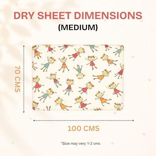 Image of Zikku Printed Dry Sheets for Baby Medium Size Soft |Comfortable |Extra Absorbency|Fast Dry (100x70 cm, White, Kids Print)