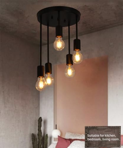 Lustre E27 en métal noir au design géométrique raffiné - 3