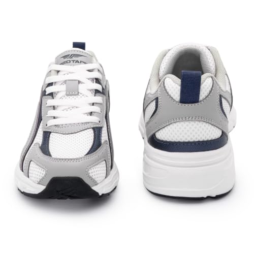 Image of Red Tape Women's Sneakers White Grey Mesh Pu Round Lace-Up Responsive Sole