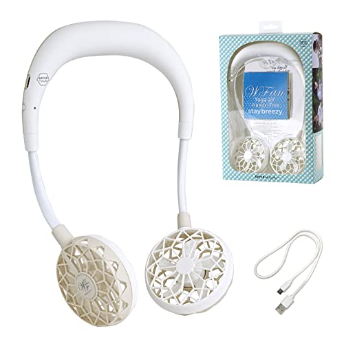 首掛け扇風機 WFan ダブルファン ハンズフリー ヨガエアー アイボリー SPICE OF LIFE(スパイス) 安全性テスト済 静音 5段風量 700分連続使用 首かけ フィット感 ニッケル マスクファン 熱中症対策 リズム風 USB 500回充電 DFYA211IV
