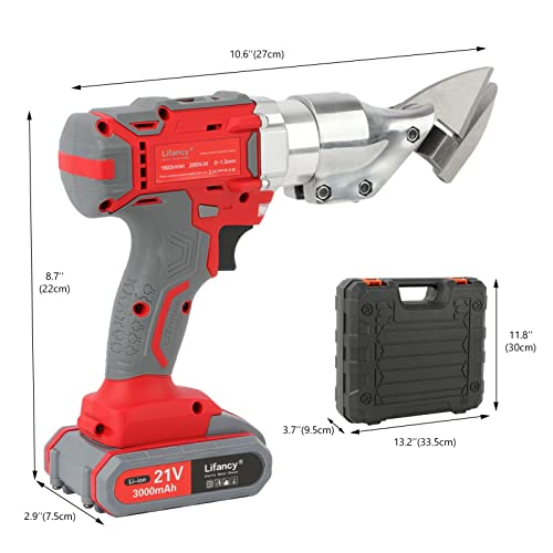 Lifancy 21V Metal Shear, 16Ga, Speed Swivel Head Electric Metal Cutter Shear (0-3,000 Spm,3000Mah,2 Batteries,1 Charger) #TOP6