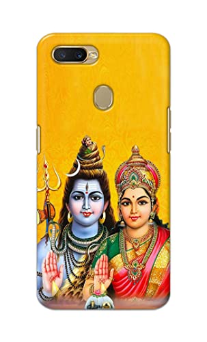 Image of PRINTFIDAA Lord Shiva Parvati Yellow Background Printed Designer Hard Back Case Cover for Oppo A7 / Oppo A5s / Oppo A12 / Oppo A11k / Oppo A12s / CPH1909 -(SF) MVN1008