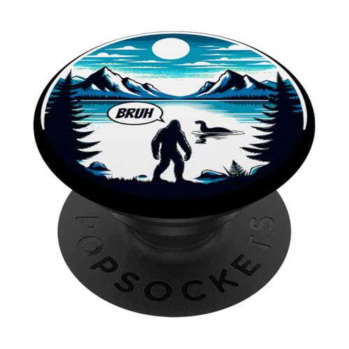 Bruh Funny Bigfoot Sasquatch Loch Ness Monster Introvertido PopSockets PopGrip Adhesivo