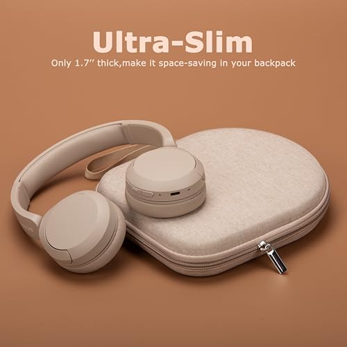 Image of Ginsco Case Compatible with JBL Tune 510BT /520BT /500BT /Junior 320, with Sony WH-CH520 /510, Ultra-Slim Hard Shell Headphone Case for On Ear Headphones (Beige)