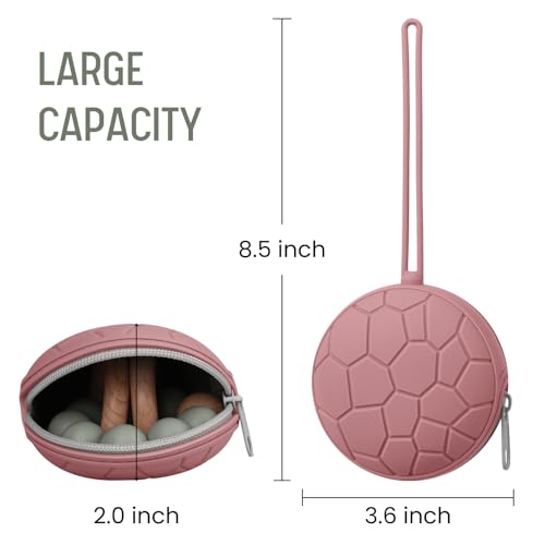 Image of 2 Pack Silicone Pacifier Holder Case, Soft Silicone Newborn Baby Silicone Pacifier Holder for Boys & Girls, Portable Silicone Pacifier Container Case (Blush /Mauve)