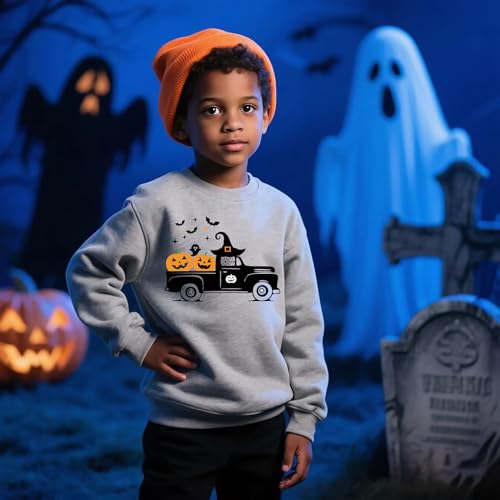 Toddler Boys Halloween Sweatshirts Girls Pumpkin Face Skeleton Ghost Glow in the Dark Shirts Long Sleeve Tops 1-7T3