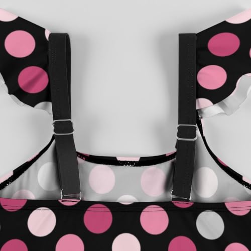 Image of Girls One Piece Swimsuit Polka Dots Ruffles Swimwear Bathing Suits 3-12 Years