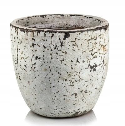 Housse de pot de fleurs en céramique blanche effet rétro par DomoDomo