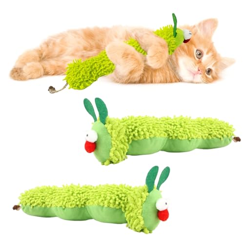 2 Piece Catnip Toys for Cats, Cat Toys with Catnip, Plush Caterpillar Catnip Toys, Interactive, Fun Cat Toys for Kittens and Adult Cats, Perfect for Chewing, Playing
