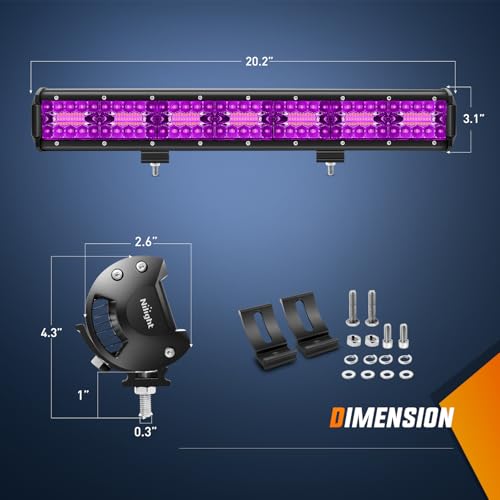 Image of Nilight 20 Inch LED Light Bar 420 W Purple | Triple Row Design, Flood Spot Combo Beam Off Road Driving Decoration Neon Hunting Lighting for UTV Pick-up Van Boat Tractor