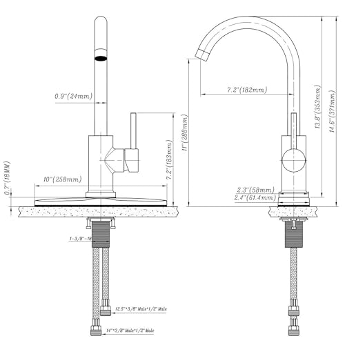 Image of Dura Faucet DF-MK531LK-SN RV Gooseneck Kitchen Faucet (Satin Nickel) | Streamline gooseneck kitchen faucet for RV and camper galleys. Brushed Satin Nickel finish. Easy DIY install.