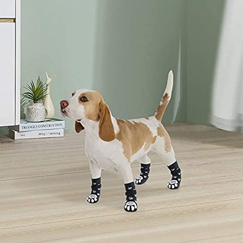 XPEX 4er-Pack Anti-Rutsch-Pfotenschutz-Hundesocken, Anti-Rutsch-Hundesocken mit verstellbaren Trägern, Anti-Rutsch-Socken, Indoor-Hunde-Anti-Rutsch-Socken