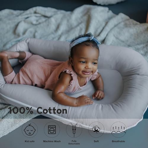 Image of Deluxe Lounger Cover | 100% Cotton Baby Lounger Extra Cover for Dockatot Deluxe | Hypoallergenic Infant Baby Nest Replacement | Cover Only (Gainsboro Corduroy)