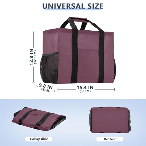 YETTASBIN Wine Red Large Foldable Travel Tote Bag, Lightweight Waterproof Swim Pool Bag with Handles & Pocket for Beach Outdoor, Reusable Grocery Bag for Kitchen, Shopping3
