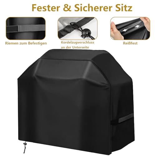 Grillabdeckung 145 x 61 x 117 cm, Grillabdeckung Wetterfest, strapazierfähig, Oxford-Gewebe,Grill abdeckhaube, Winddicht, Staubschutz, reißfest und UV-Schutz, mit Aufbewahrungstasche 4