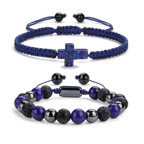 Pulsera Cross Beaded para hombre set 2 piezas miniatura 1