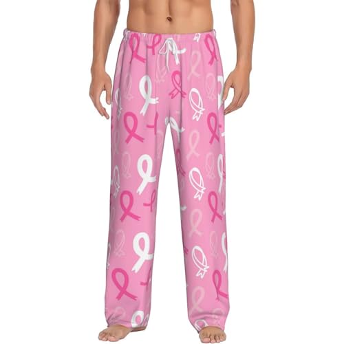 Breast Cancer Awareness (3) Mens Pajama Pants Comfy Lounge Pj Pants Casual Pajama Bottoms