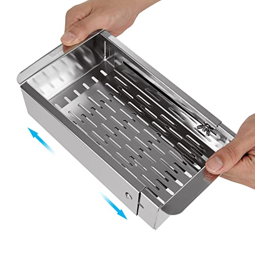 Dirbuy Over The Sink Colander Strainer Basket Stainless Steel - Extendable Kitchen Sink Colander Basket - Sink Colander For Kitchen Rinse Veggies And Fruits (10"L X 5.5"W X 2.4"H) #TOP13