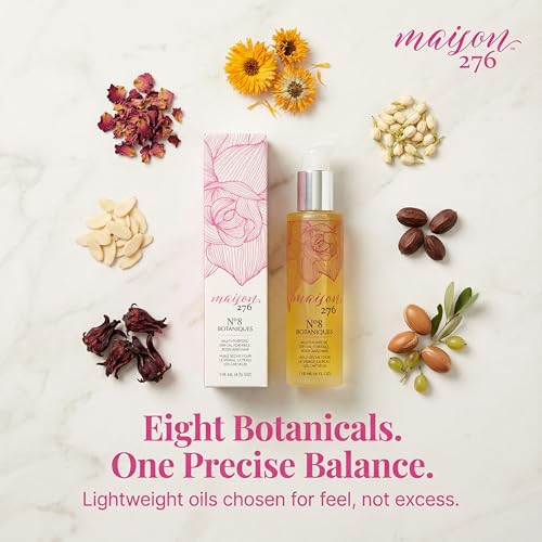 Maison 276 No. 8 Botaniques Multi-Purpose Moroccan Oil Moisturizer for Face, Body & Hair, After Bath & Shower Body Oil For Women & Men, Paraben Free, Sulfate Free, 4 Fl Oz