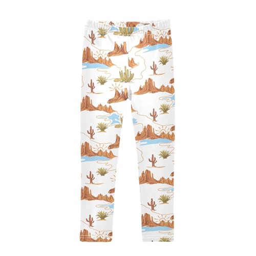 Desert Cactus Girls Leggings,Workout Leggings for Girls Toddler Athletic Leggings Size for 3-10T