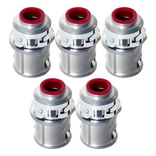 Image of MAKERELE 3 /8 inch Snap-In Metal-Clad Cable Connector, Zinc Electrical Conduit Fitting for Steel and Aluminum MC /AC Cable (5 pack)
