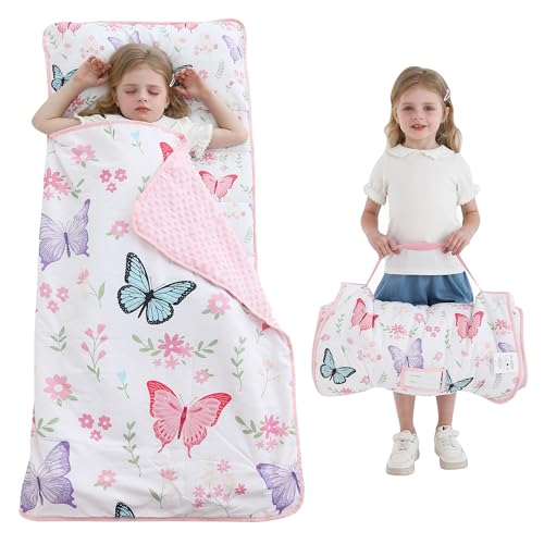 Image of Lasoftan Toddler Nap Mat with Pillow and Blanket, Extra Large Rolled Napping Mats,Slumber Bags for Boys Girls,Kids Sleeping Bag for Daycare, Preschool Travel Camping