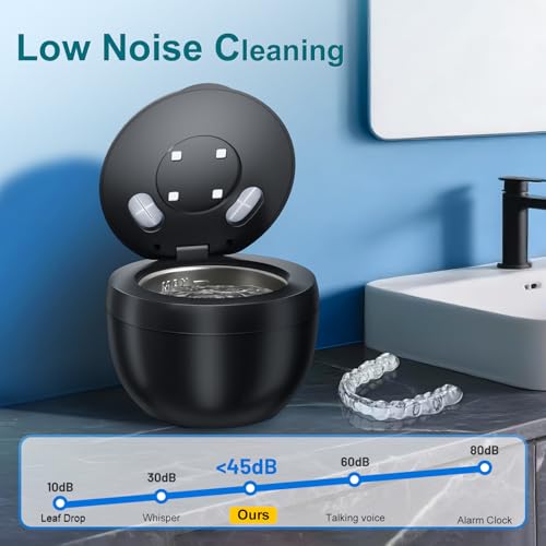 Image of Ultrasonic Retainer Cleaner Machine, 200ML Ultrasonic Cleaning Pod with 4 Modes, Digital Timer for Denture Cleaner, Aligners, Mouth Guards, Braces, Jewelry & Toothbrush Heads