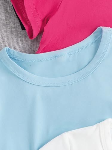 SOLY HUX Girl's 4 Piece Short Sleeve Round Neck Tee T Shirts Summer Crop Tops4