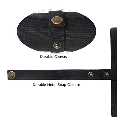 Enyuwlcm 789456BD10 Canvas Stationery Handmade Foldable Rollup Pencil Case Travel Pen Holder Wrap Black thumb #3