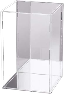 LASOA Self-Assembly Mirrored Acrylic Display Case Clear Showcase Store Box Dustproof for Pop Figures Collectibles Toys, Need Remove The Protective Film (6x6x10Inch; 15x15x25cm)