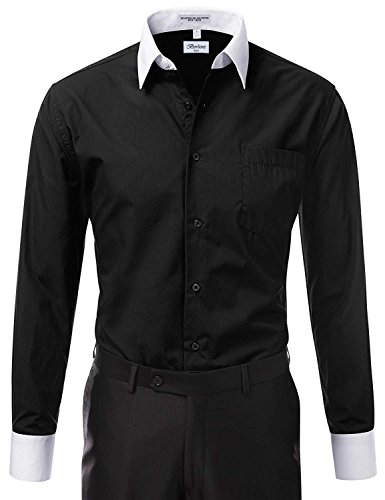 Italy Men's Long Sleeve Two Tone Premium Dress Shirt2