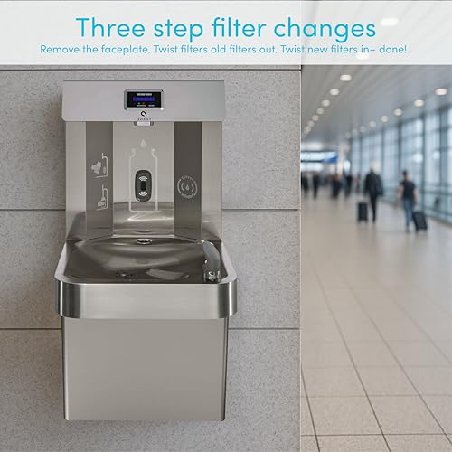 Image of Avalon Wall Mounted Water Fountain with Bottle Filling Station, High Capacity Cooling, Sensor Dispensing, Self Cleaning, Digital Bottle Counter Display, Dual Filtration, ADA Compliant