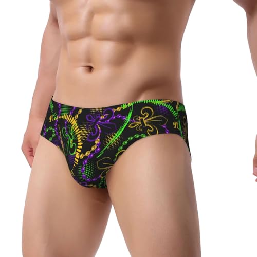 Neon Mardi Gras Men's Underwear Briefs Coverd Waistband Silky Touch Underwear2