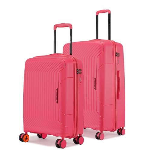 Image of Nasher Miles Coorg Hard-Sided Polypropylene Luggage Set of 2 | 55cm & 65cm | 8 Wheels Small & Medium Trolley Bag for Travel | Suitcase (Paradish Pink)