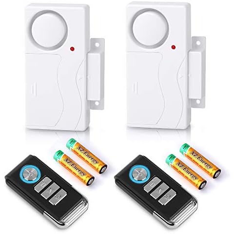 WSDCAM Wireless Door Alarm with Remote 2 Pack, Battery Included, 105 dB Loud Pool Door Alarm, Wireless Door Open Alarms Sensor for Kids Safety Home Security Cover