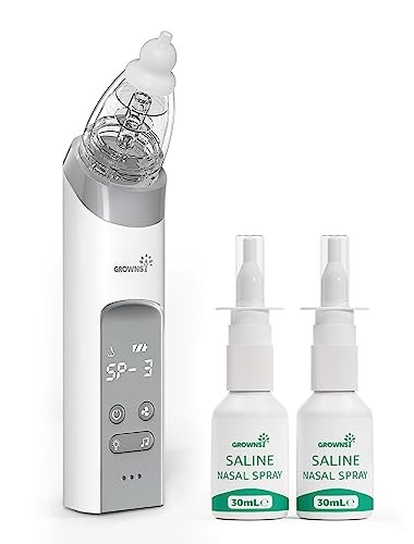 Image of GROWNSY Breathe Easy Nasal Care Set with Electric Nasal Aspirator -Grey, 2 Pack Natural Saline Nasal Spray, Instantly Relieve Nasal Congestion and Help Helps Baby Sleep Better