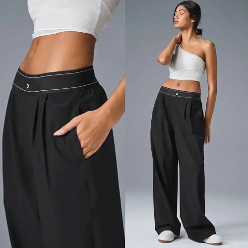 Women's Loose Casual Outdoor Comfortable Suit Pants Sports High Waisted Straight Leg Wide Pants2