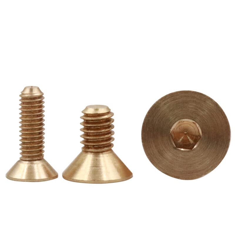 Viti a Testa Piatta con Calotta Esagonale, Viti a Testa Svasata Piana con esagono Incassato M3 M4 M5 M6 M8 in Ottone Bulloni esagonali(M4 0.7 x 12mm)
