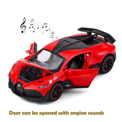 Image of Metal Pull Back Diecast Car 1:32 Bugatti DIVO RED Pull Back Car Model with Sound Light Boys Gifts Toys for Kids【Pack of 1】
