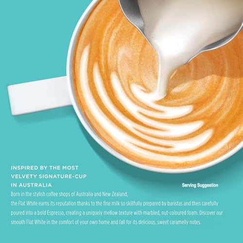 Image of NESCAFE Dolce Gusto Flat White Coffee Capsules - 16 Pods (187.2g) - Smooth & Creamy Coffee with Milk, Arabica & Robusta Blend, Cafe-Style Flat White, Compatible with Dolce Gusto Machines, By Cougar - (IMPORTED-UK)