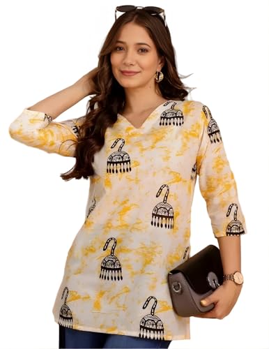 Image of Women's Short Kurti in TopsTunic Rayon Cotton Blend | Ladies Ethnic Tunic