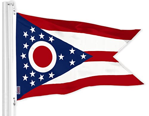 G128 Ohio OH State Flag | 3x5 Ft | LiteWeave Pro Series Printed 150D Polyester | Indoor/Outdoor, Vibrant Colors, Brass Grommets, Thicker and More Durable Than 100D 75D Polyester