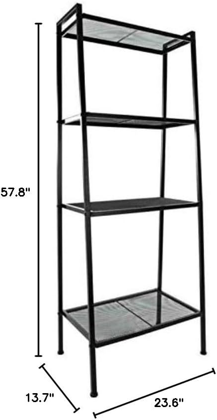 4 Tier Heavy Duty Metal Leaning Ladder Shelf Bookcase Bookshelf Storage Shelves