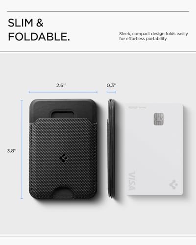 Image of Spigen Slim Fold (MagFit) Magsafe Card Holder with Stand, Magnetic Wallet Compatible with iPhone 17 /16 /15 /14 /13 /12 Models, Pixel 10 Pro /Pro XL /Fold - Black (Black, 1-Card)