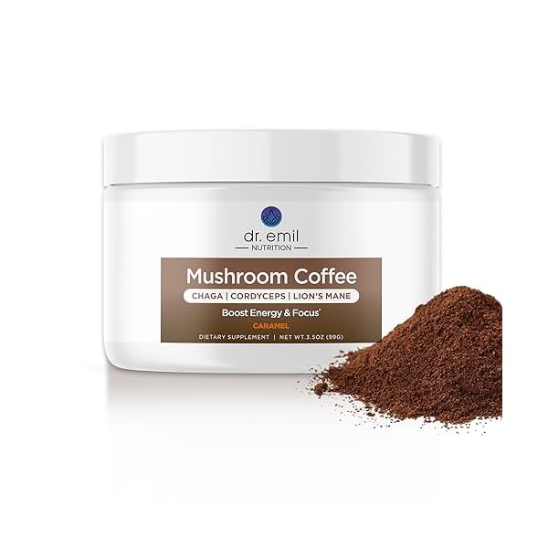 Dr. Emil Mushroom Coffee for Focus & Energy - Instant Coffee with Lions ...