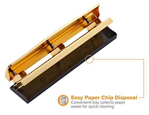 image for Bostitch Office 3 Hole Punch, 12 Sheet Capacity, Metal, Gold Chrome