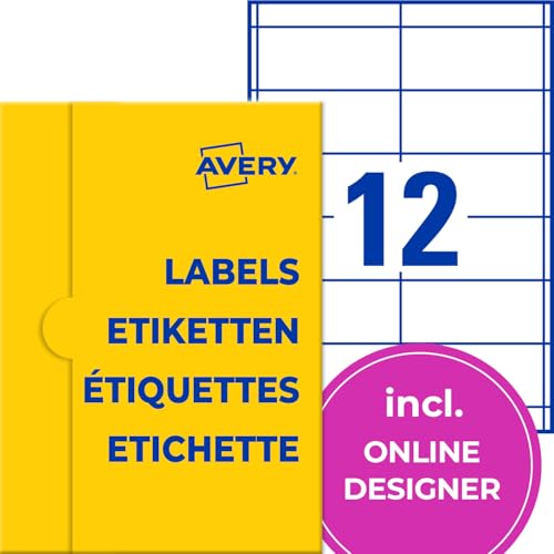 AVERY Zweckform P3659-1000 Adressaufkleber (12.000 Klebeetiketten, 97x42,3mm auf A4, Papier, individuelle Aufkleber, bedruckbare Absenderetiketten, selbstklebende Adressetiketten) 1.000 Blatt, weiß