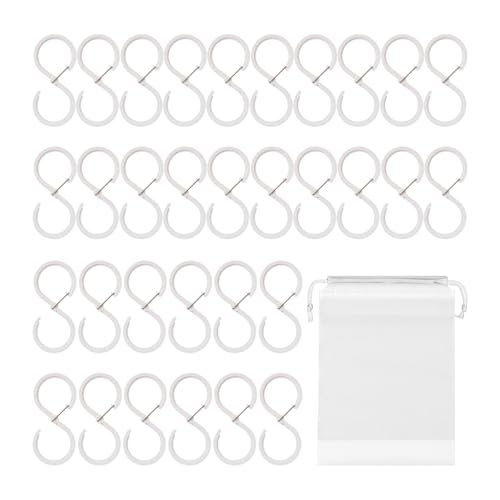 32 Crochets En Forme De S Et 1 Sac De Rangement, Crochet Anti-Chute, Crochet Polyvalent, Crochet En Plastique, Adapté Pour La Cuisine, La Salle De Bain, Le Jardin.